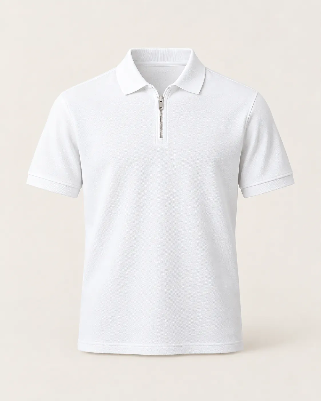 Polo con zipper blanco, vista frontal